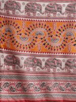 Grey & Maroon Warli Art Print Bhagalpuri Sarees