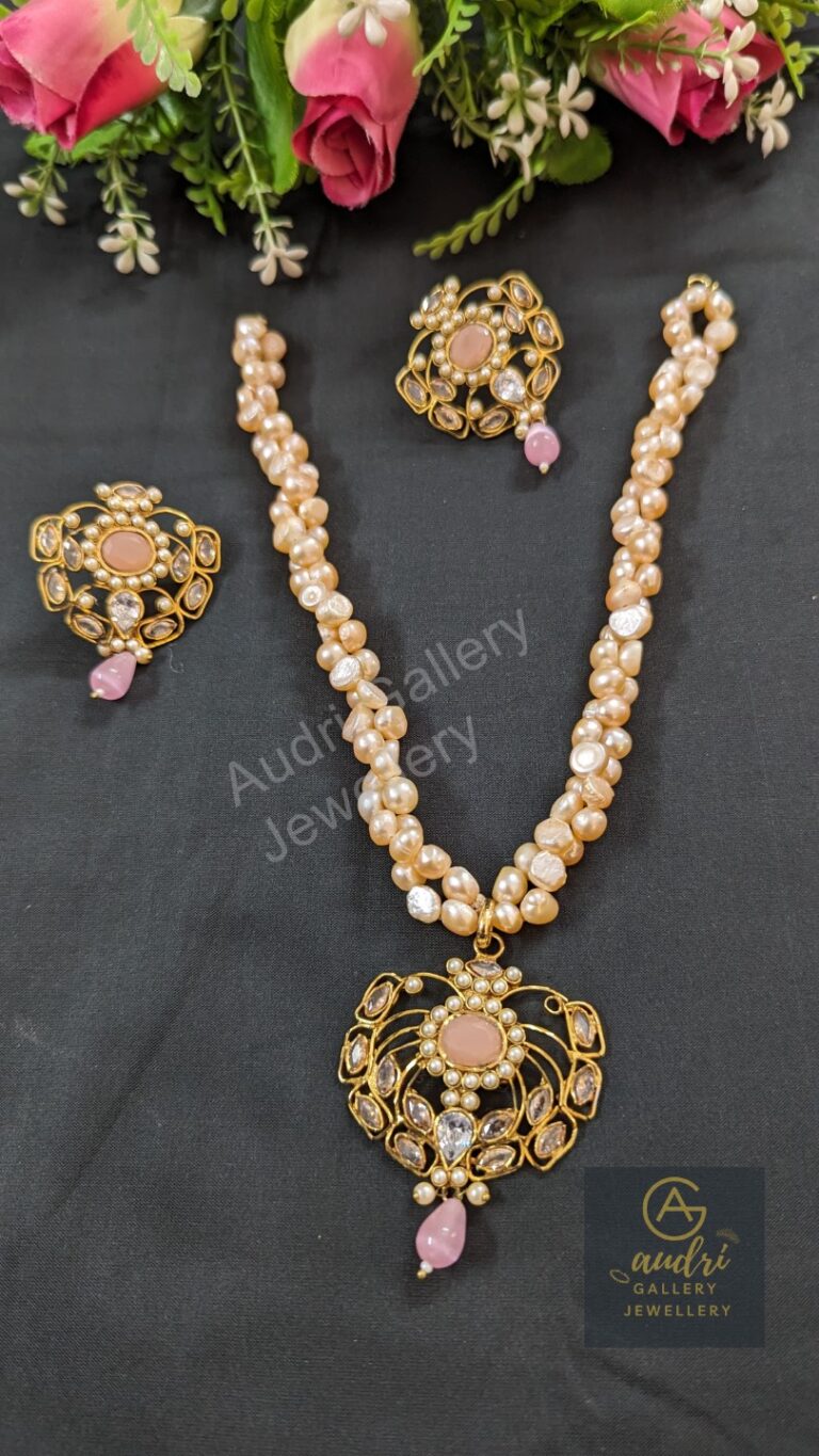 Gold-Plated Real Pearl Necklace and Earrings