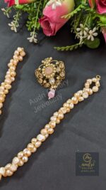 Gold-Plated Real Pearl Necklace and Earrings