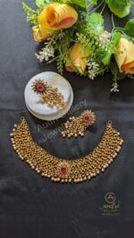 Jhalar Stone Necklace Dops with Earrings Jewellery Set