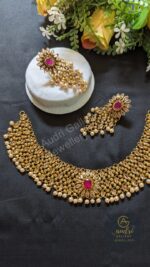 Jhalar Stone Necklace Dops with Earrings Jewellery Set