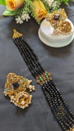 Black 5 Strand Gold-Plated Necklace