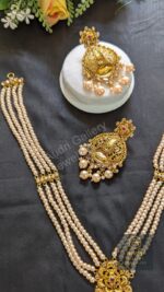 White 4 Strand Pearl Gold-Plated Sita with Earrings Jewellery Set