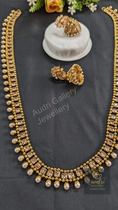 Long Stone Sita with Pearl Drops and Earrings