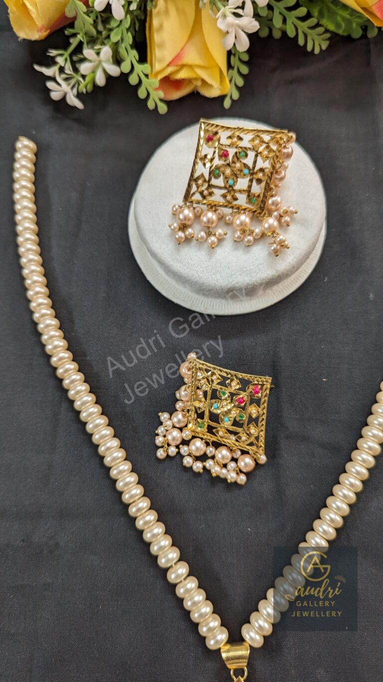 Katai Pearl Necklace Drops and Earrings Jewellery Set