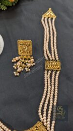 4 Strand Pearl Gold-Plated Sita Har with Earrings Jewellery Set