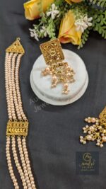 4 Strand Pearl Gold-Plated Sita Har with Earrings Jewellery Set