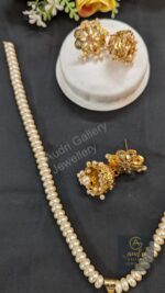 Katai Pearl Dops Necklace and Jhumka Earrings Jewellery Set