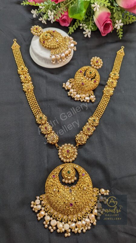 Gold-Plated Shitahar with Real Pearl Drop