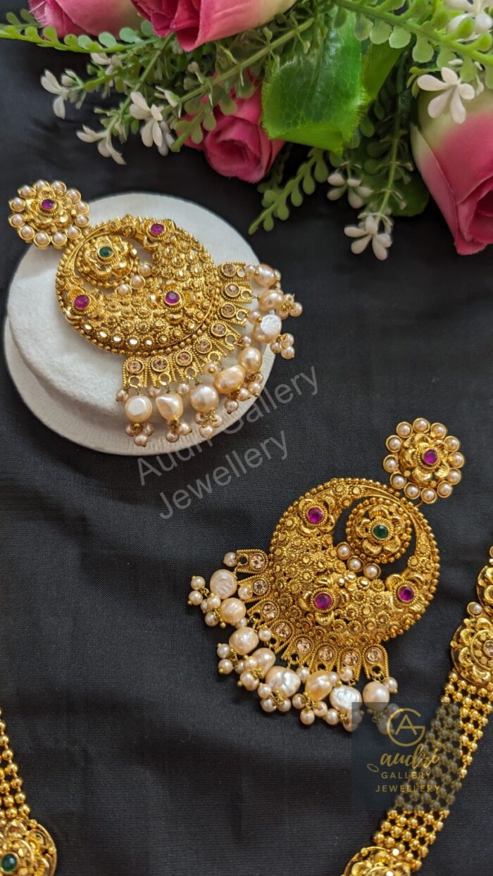 Gold-Plated Shitahar with Real Pearl Drop