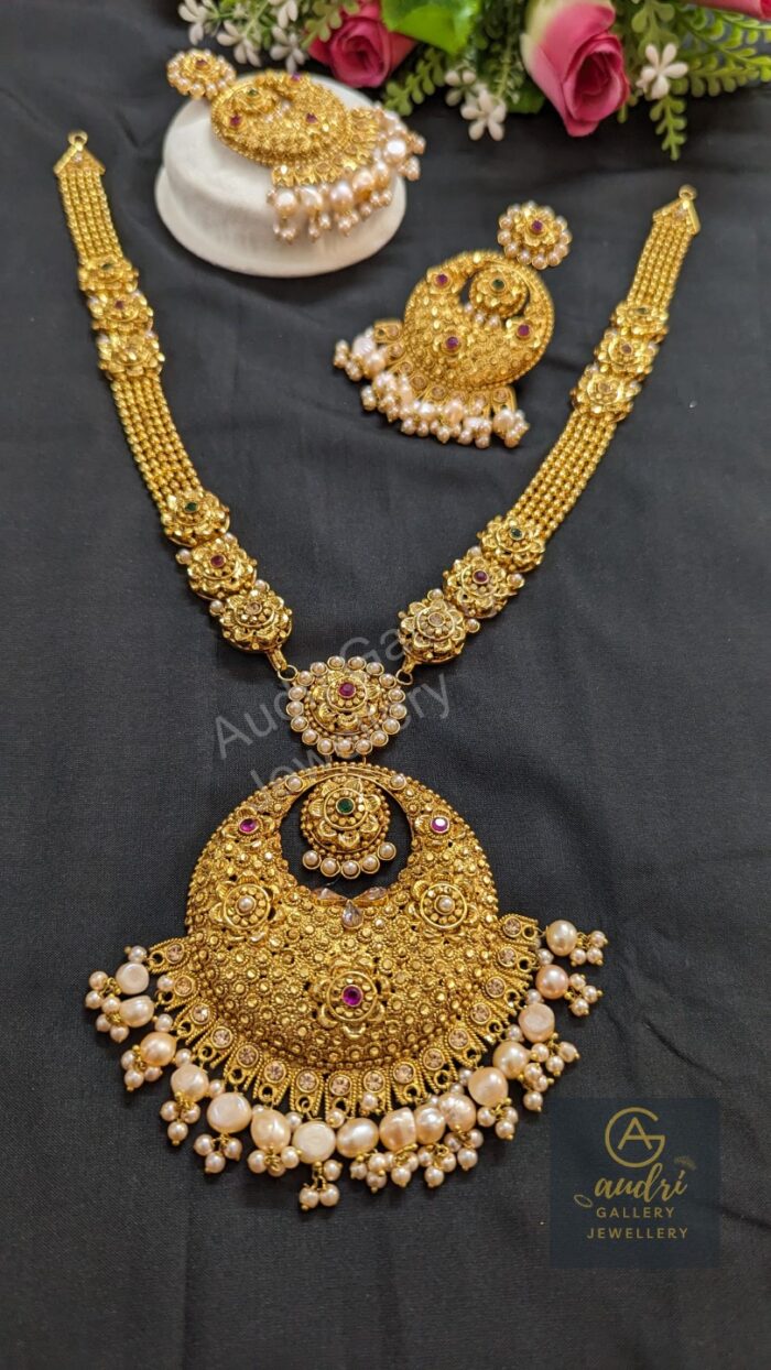 Gold-Plated Shitahar with Real Pearl Drop