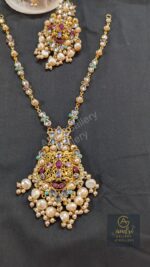 Stone Short Sita Har with Real Pearl Drop and Earrings Jewellery Set (Copy)