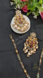 Stone Short Sita Har with Real Pearl Drop and Earrings Jewellery Set (Copy)