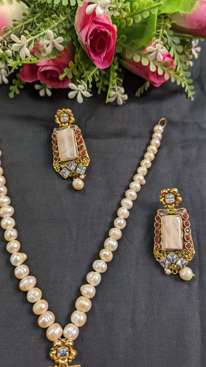 Real Pearl Sita with Earrings