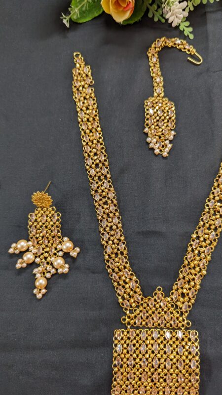 Gold-Plated Shitahar and Earrings