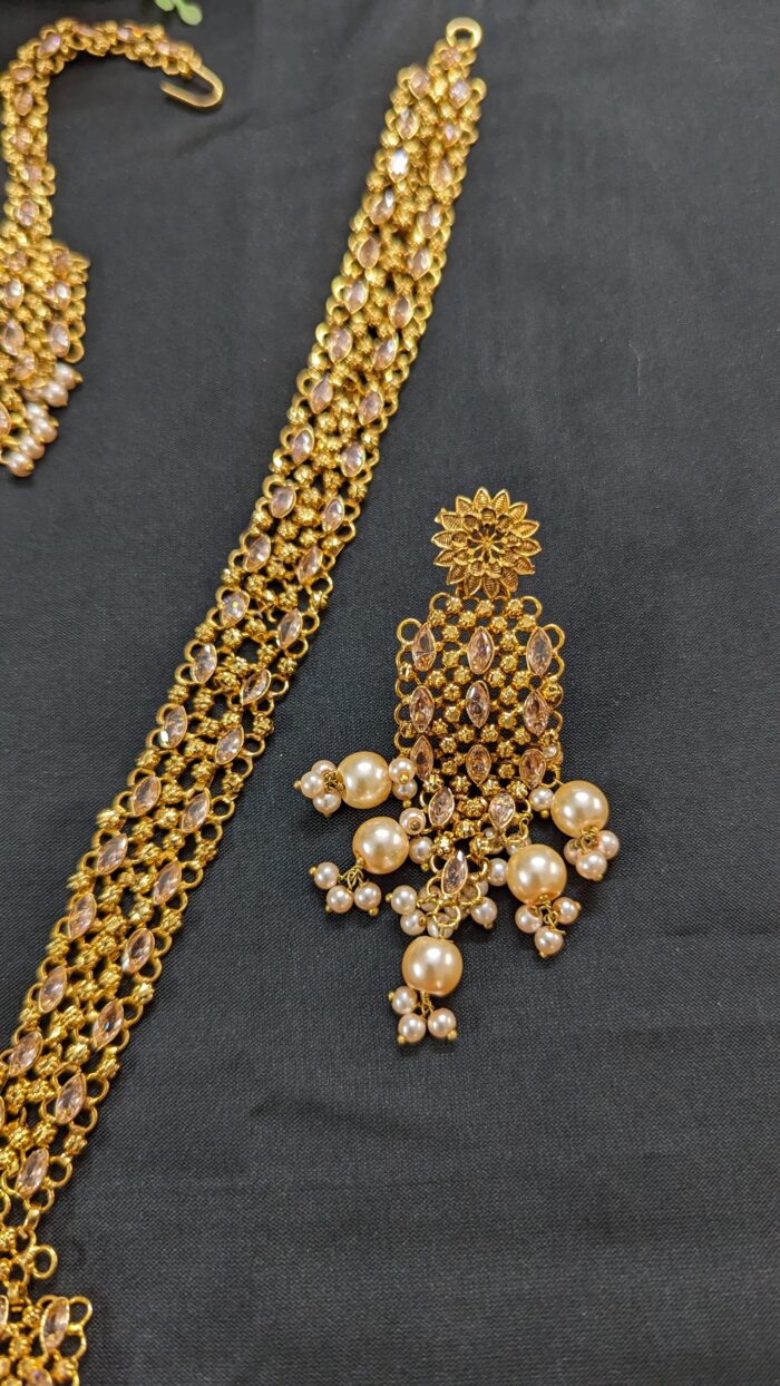 Gold-Plated Shitahar and Earrings