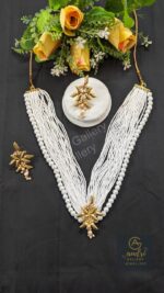 White Jhuri puti Short Sita with Pearl Drops and Earrings Jewellery