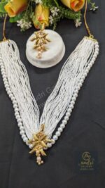 White Jhuri puti Short Sita with Pearl Drops and Earrings Jewellery