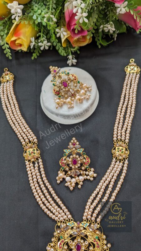 4 Strand Real Pearl Sita Drops with Earrings