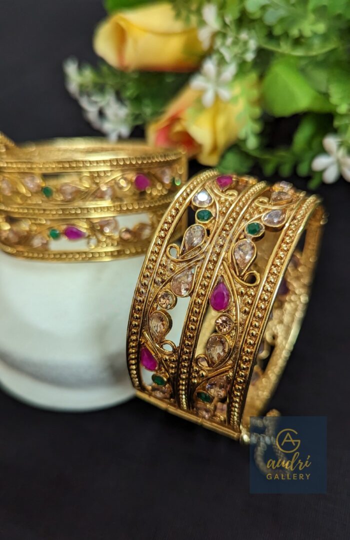 Multi Colour Stone Studded Gold Plated Chur