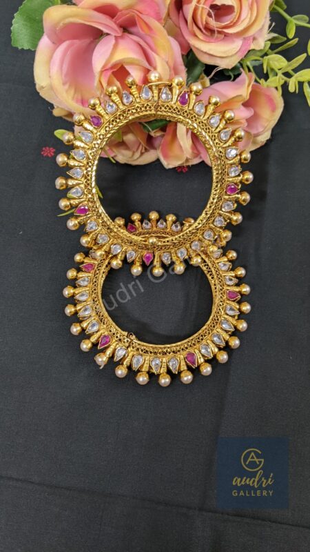 White and Pink Stone Studded Gold Plated Chur