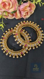 White and Pink Stone Studded Gold Plated Chur