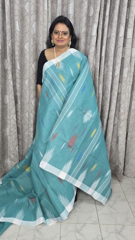 Feroza Body with White Par Monipuri Saree with Running Blouse Piece