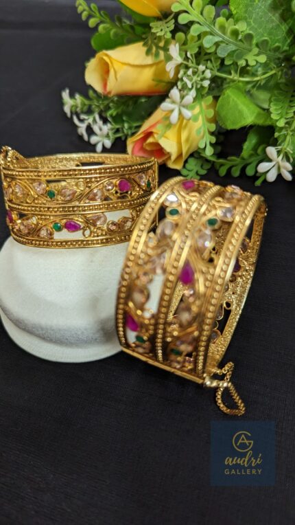 Multi Colour Stone Studded Gold Plated Chur