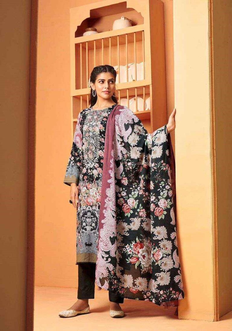 Black Riaz Artz Musafir Vol 3 Simple Pure Karachi Lawn Pakistani Dress Material