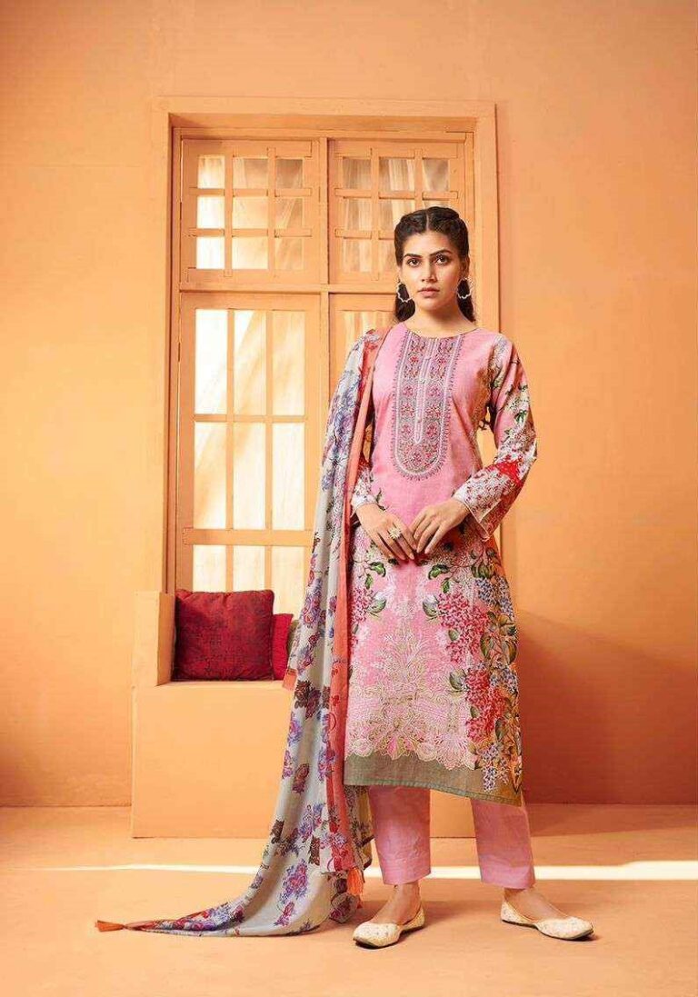 Pink White Work Riaz Artz Musafir Vol 3 Simple Pure Karachi Lawn Pakistani Dress Material