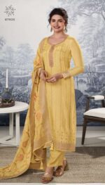 Golden Yellow Vinay Fashion Kuleesh Sanaya Vol 2 Muslin Jacquard Dress