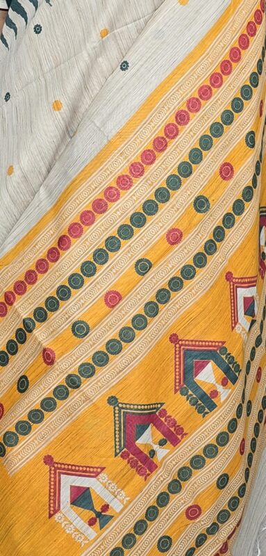 Dolabedi pallu weaved tussar silk temple border saree