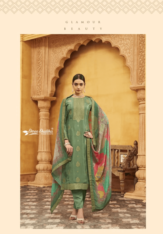 Light Green Mandakini Vol 14 Shree Shalika Viscose Designer Salwar Kameez with Jacquard Pant Style Suits - Code 2