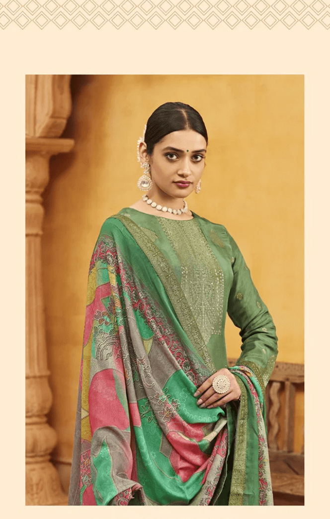 Light Green Mandakini Vol 14 Shree Shalika Viscose Designer Salwar Kameez with Jacquard Pant Style Suits - Code 2