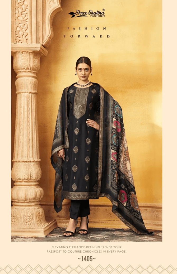 Black Mandakini Vol 14 Shree Shalika Viscose Designer Salwar Kameez with Jacquard Pant Style Suits - Code 5