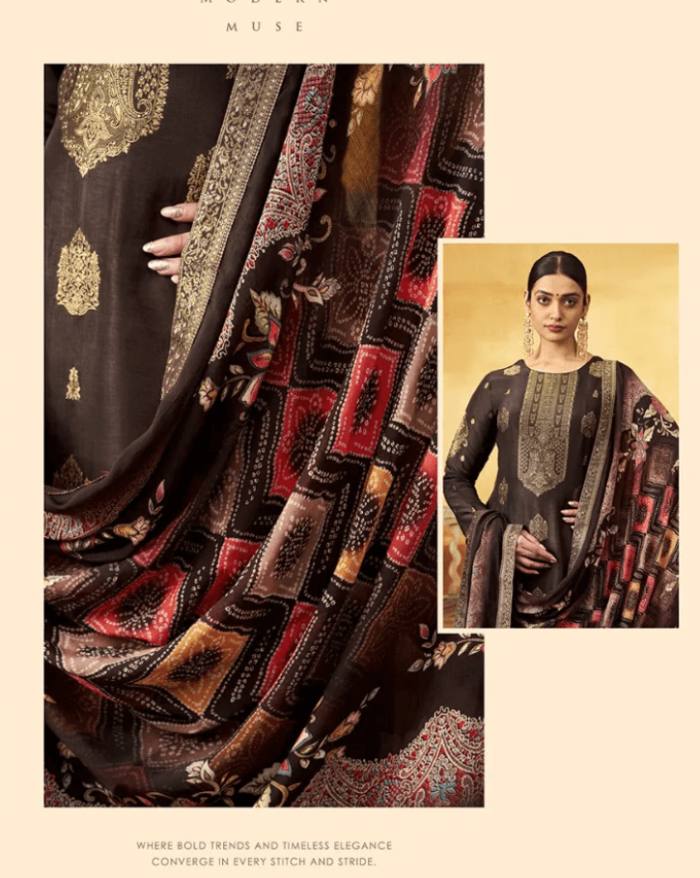 Chocolate Mandakini Vol 14 Shree Shalika Viscose Designer Salwar Kameez with Jacquard Pant Style Suits - Code 8