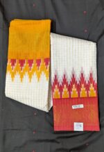 Red and Yellow Ganga Jamuna Design Original Indian alf Silk Double Par Madurai Sungudi Zari Checks Saree with Blouse Piece