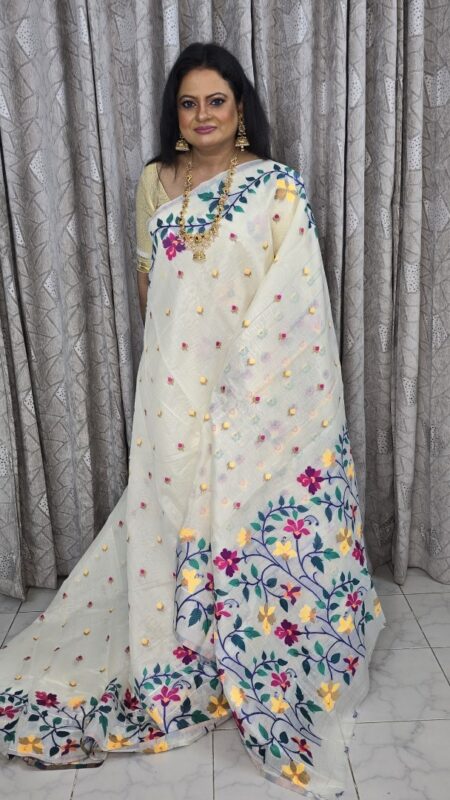 Multicolored Woven Floral Nakshi Work Tantuj Saree