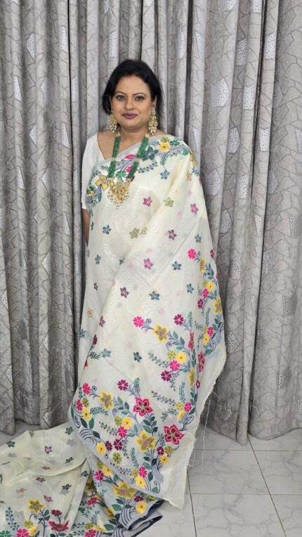 Multicolored Woven Floral Nakshi Work Tantuj Saree