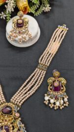 Vintage 5 Strand Pearl Gold-Plated Sita with Earrings Jewellery Set