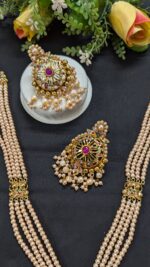 Vintage 4 Strand Katai Pearl Gold-Plated Sita with Earrings Jewellery